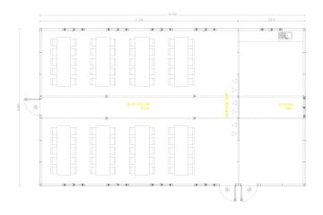 Modular Kitchen with Dining Hall Plan